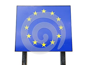Border Sign of EuropeÂ European Union Flag and EU Border